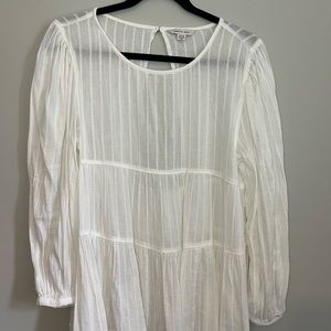 American Eagle Outfitters White Textured Long Sleeve Top